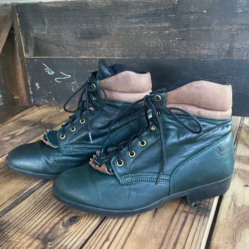 Laredo Boots Woman’s 9 Vintage Western Leather Boots blue & Brown Ankle Booties